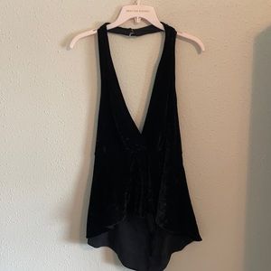 V neck velvet top